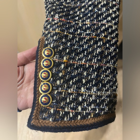 ♥️ SOLD♥️ VERONICA BEARD Lars button-embellished metallic tweed jacket - Picture 6 of 14